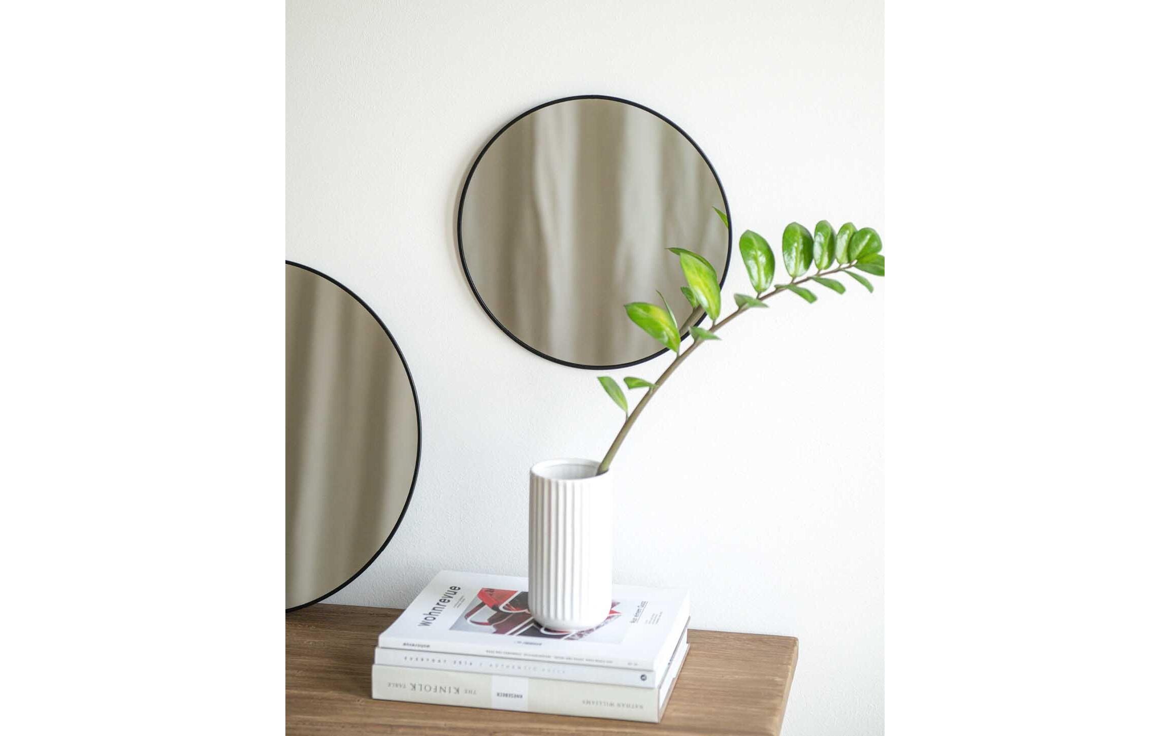 Esmée Spiegel rund 30 cm, Schwarz