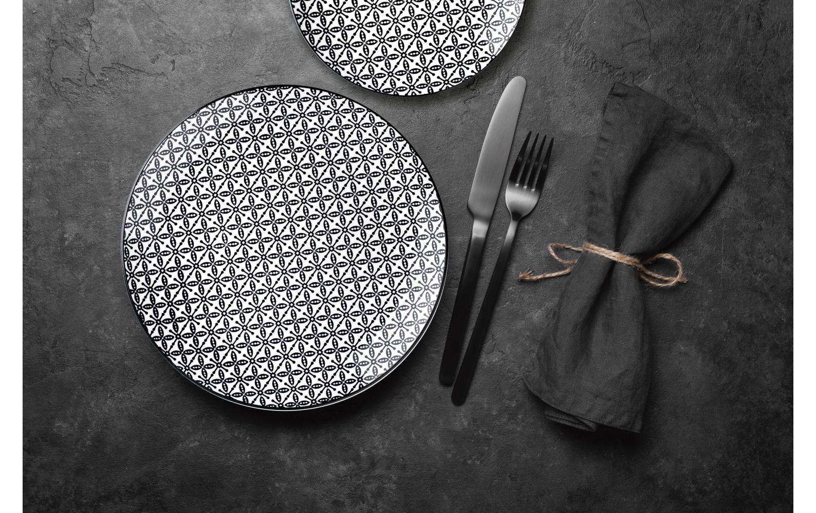 Ibili Teller-Set Bavaria 26.8-19.2 cm 12 Stück, Schwarz/Weiss