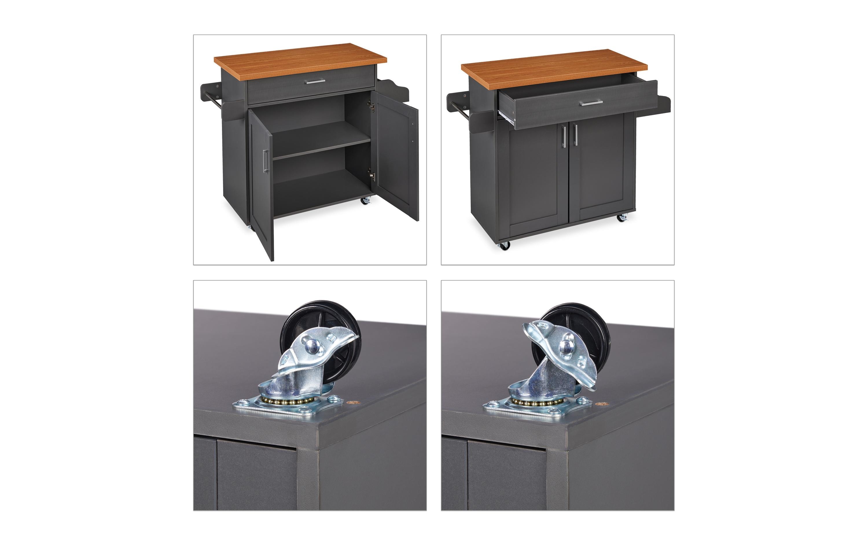 relaxdays Küchenwagen 114 x 90 x 39.5 cm, Grau