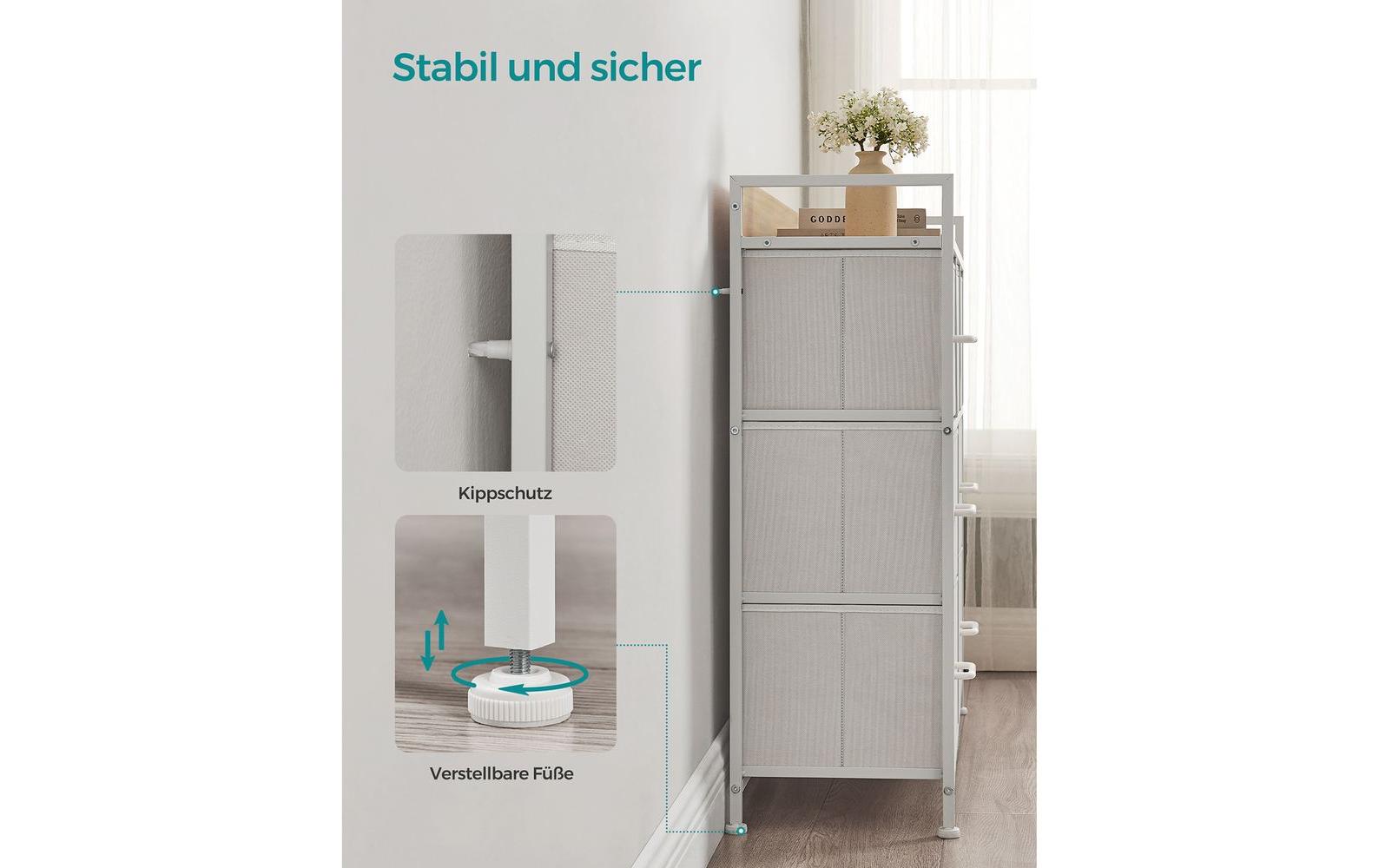 Songmics Kommode mit 7 Schubladen 98 x 85 cm, Weiss