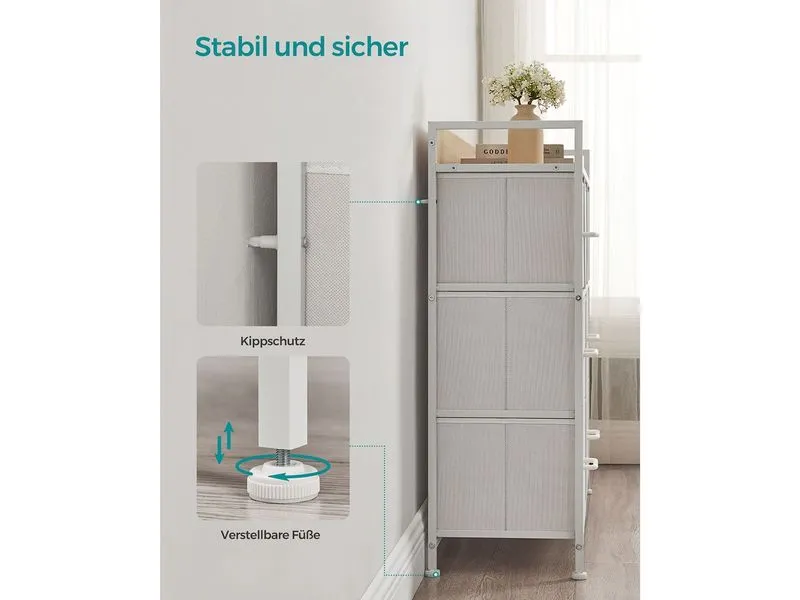 Songmics Kommode mit 7 Schubladen 98 x 85 cm, Weiss Songmics Kommode mit 7 Schubladen 98 x 85 cm, Weiss