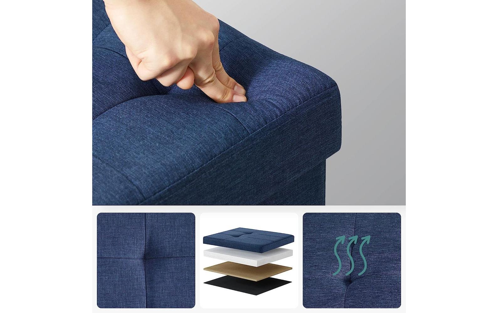 Songmics Sitztruhe mit Aufbewahrung 110 x 38 cm, Blau