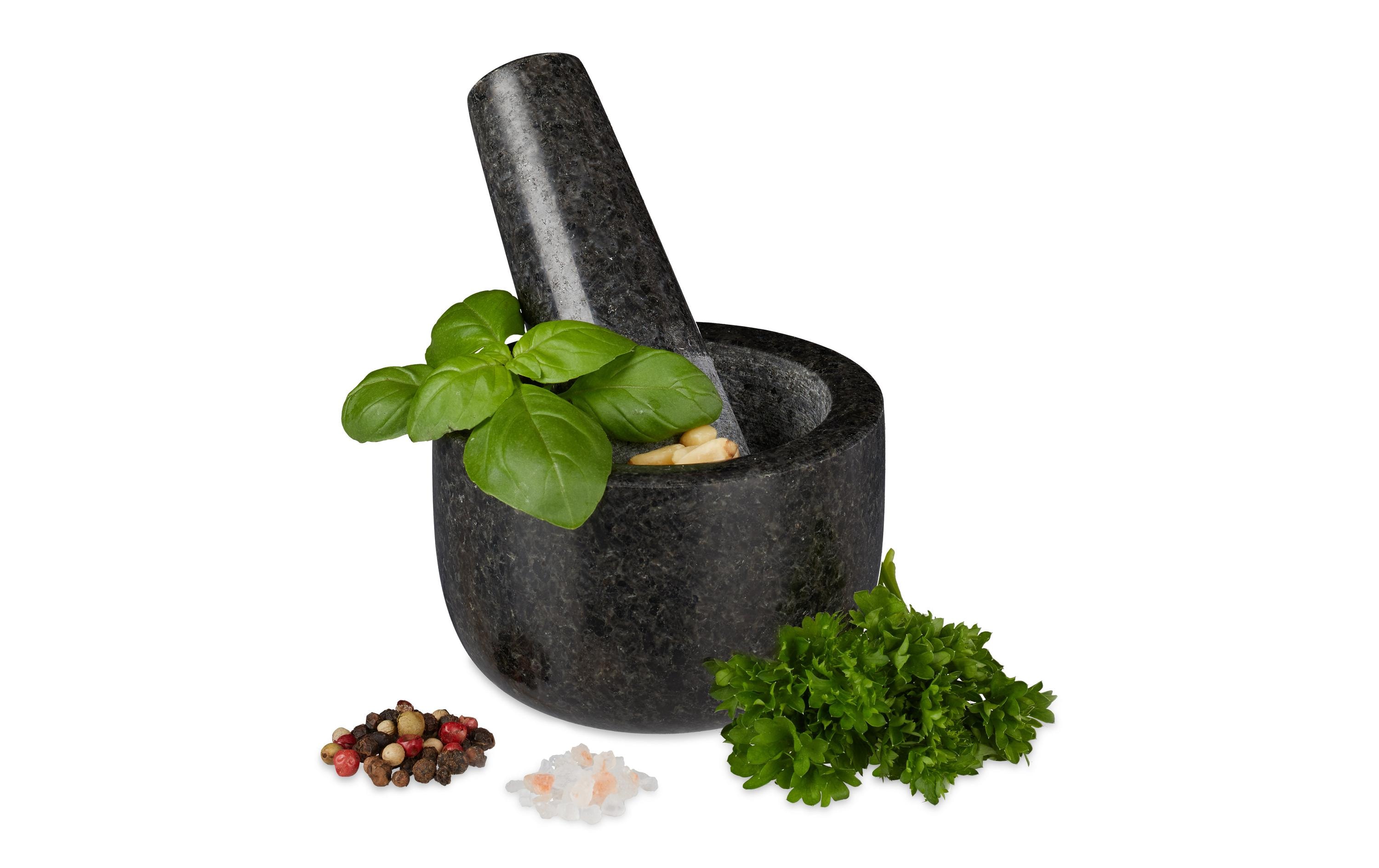 relaxdays Mörser 8.5 cm, Granit