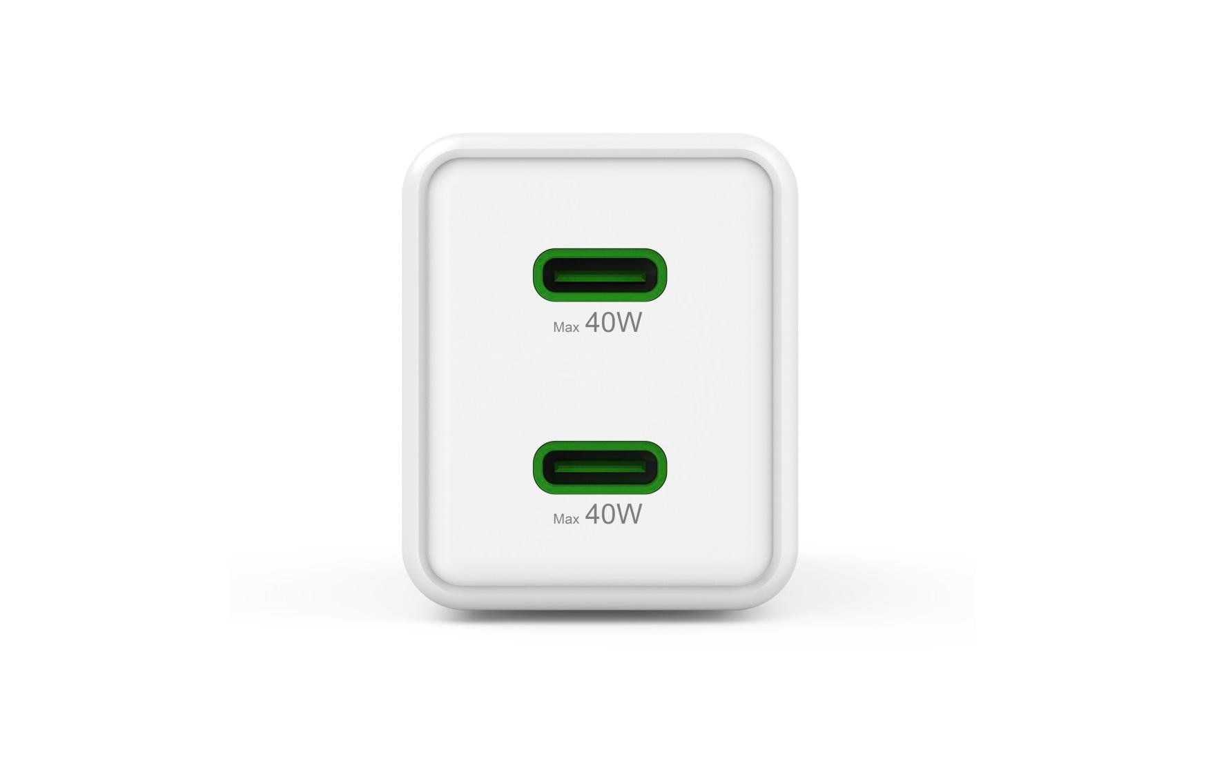 Hama USB-Wandladegerät Gan charger 2x USBC 40 W Weiss