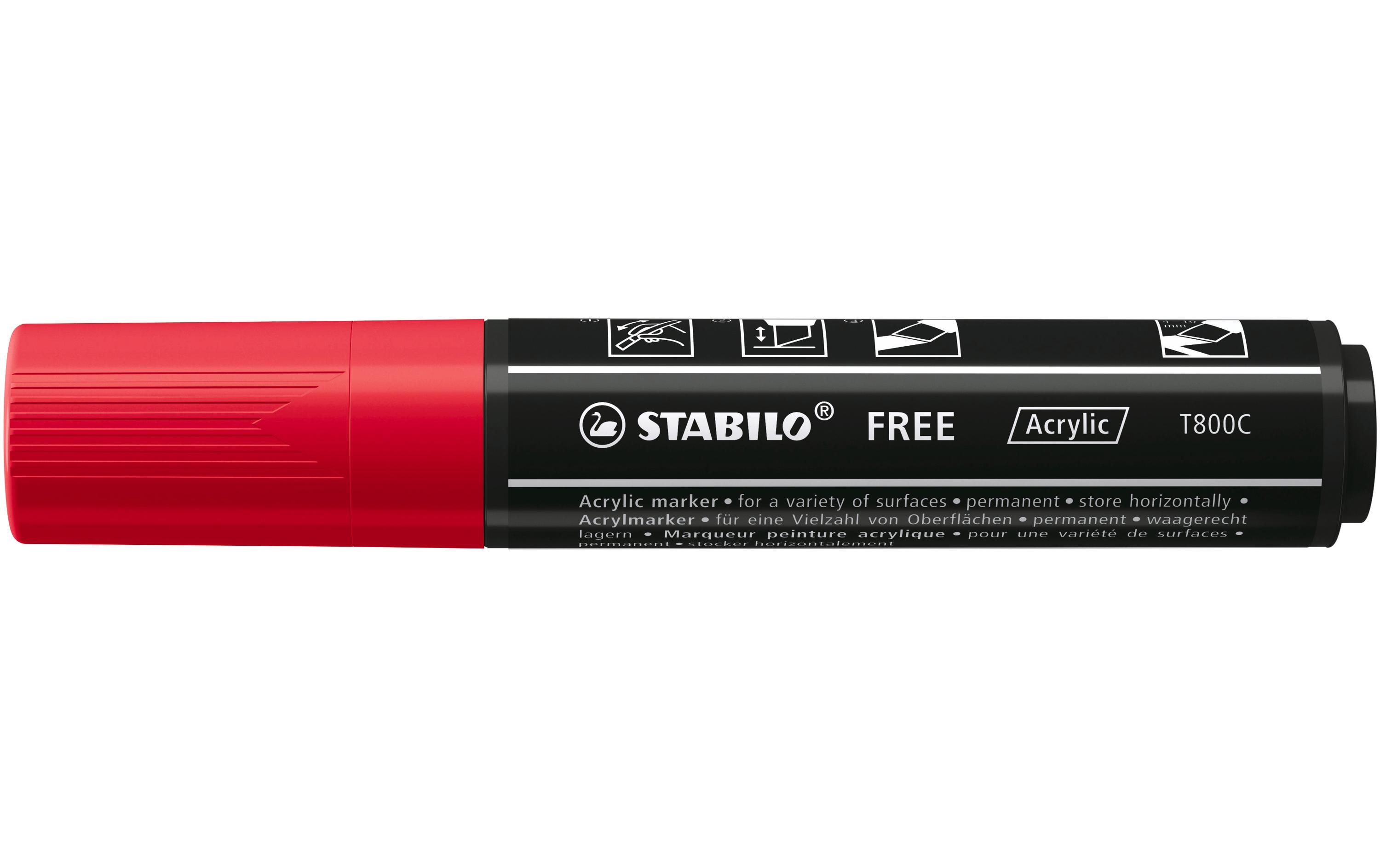 STABILO Acrylmarker Free Acrylic T800C Karmin