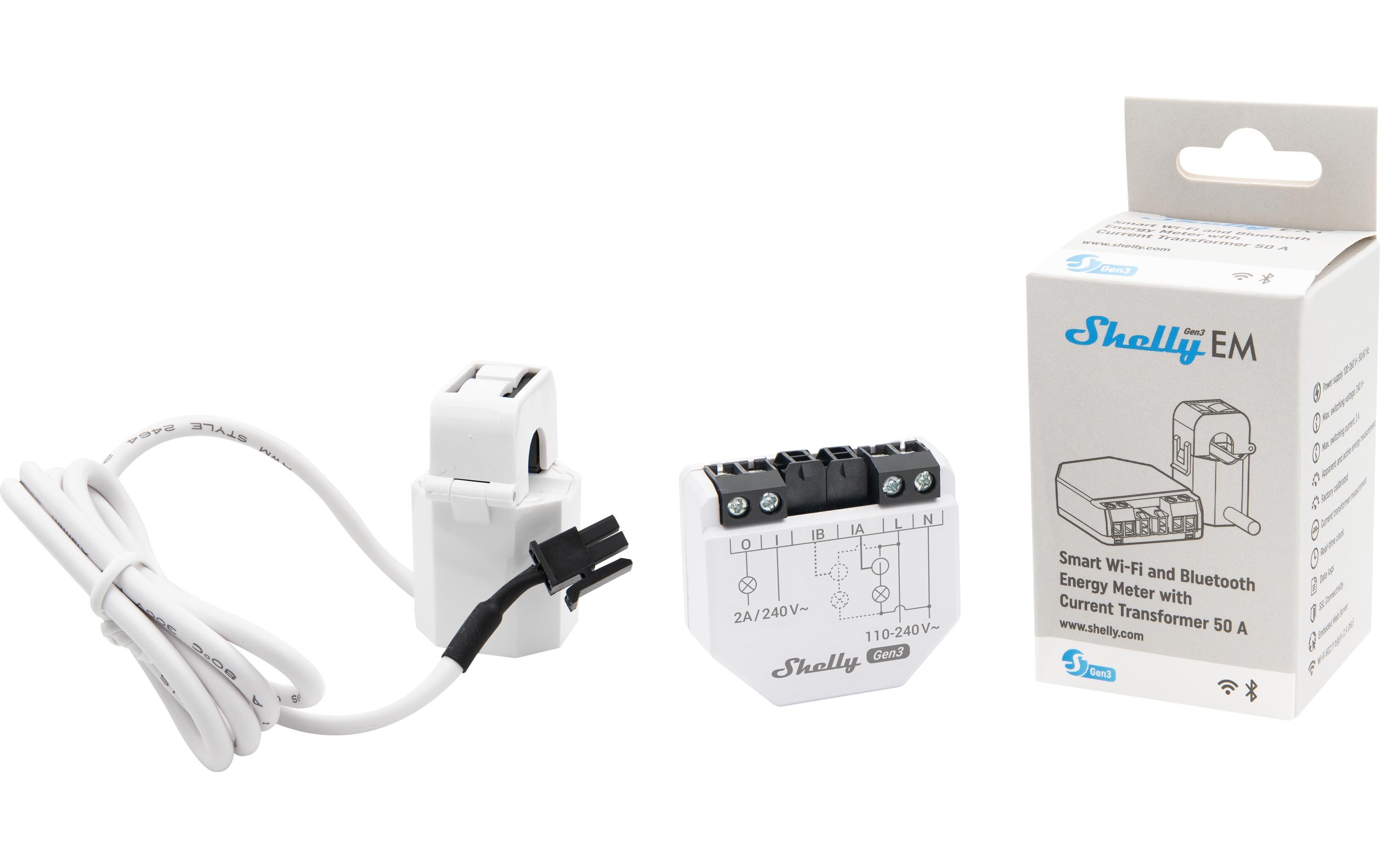 Shelly EM WiFi-Energy Meter Gen3 inkl. 50 A Stromwandlerklemme Shelly EM WiFi-Energy Meter Gen3 inkl. 50 A Stromwandlerklemme