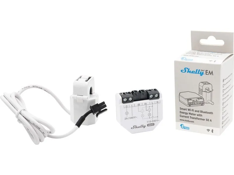Shelly EM WiFi-Energy Meter Gen3 inkl. 50 A Stromwandlerklemme Shelly EM WiFi-Energy Meter Gen3 inkl. 50 A Stromwandlerklemme