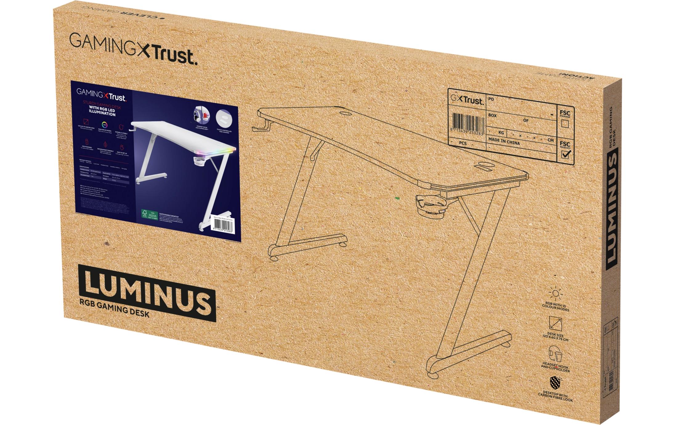 Trust Gaming Tisch GXT 709W Luminus RGB Weiss