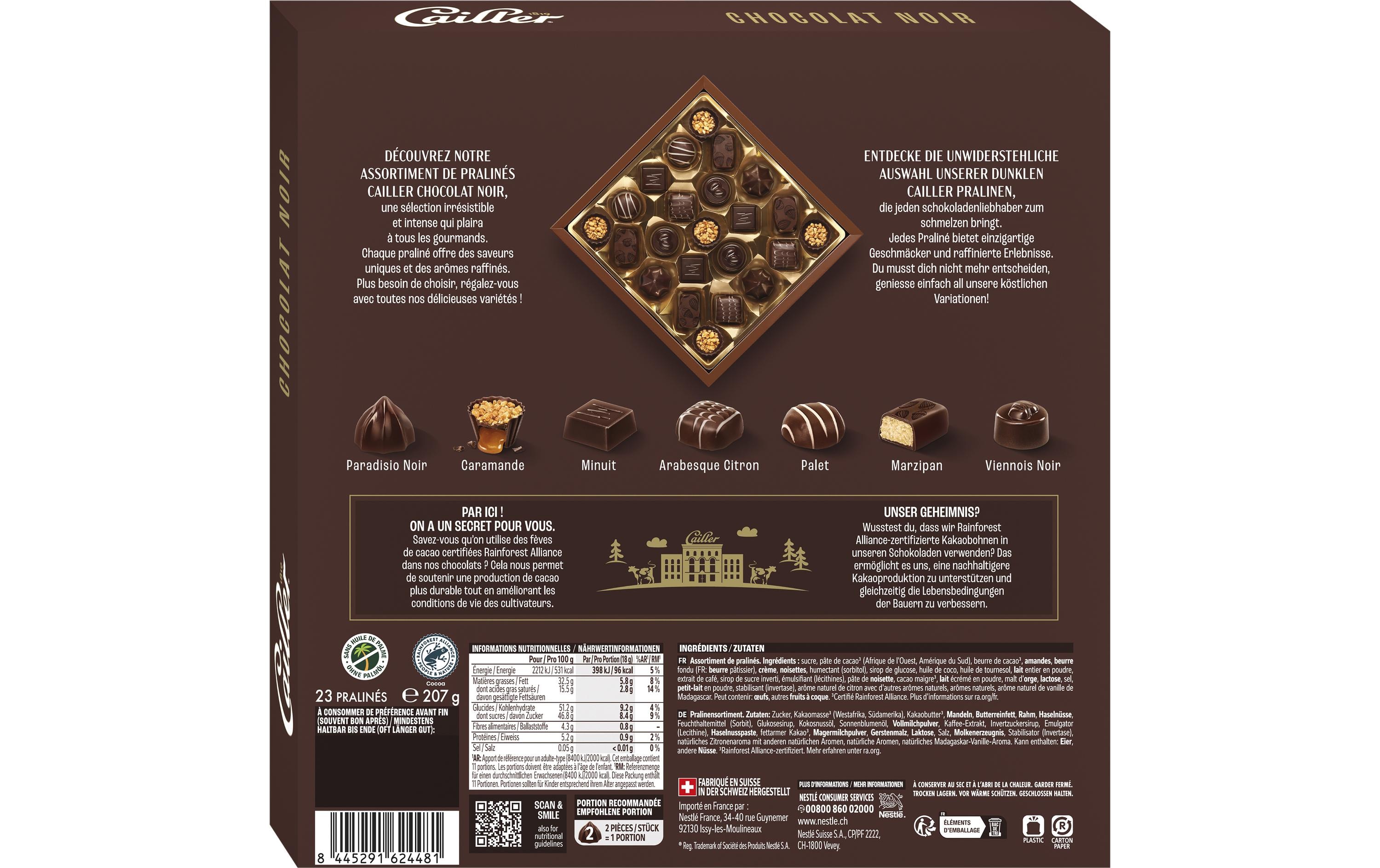 Cailler Pralinen Dunkle Schokolade 207 g