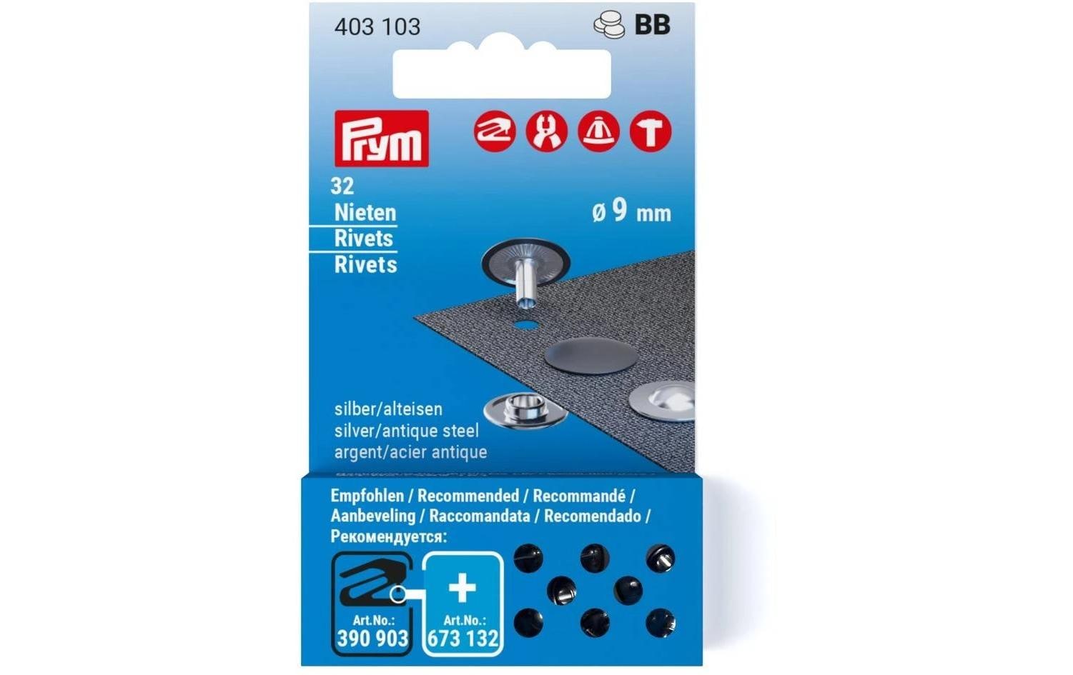 Prym Nieten 32 Stück, Silber-Alteisen