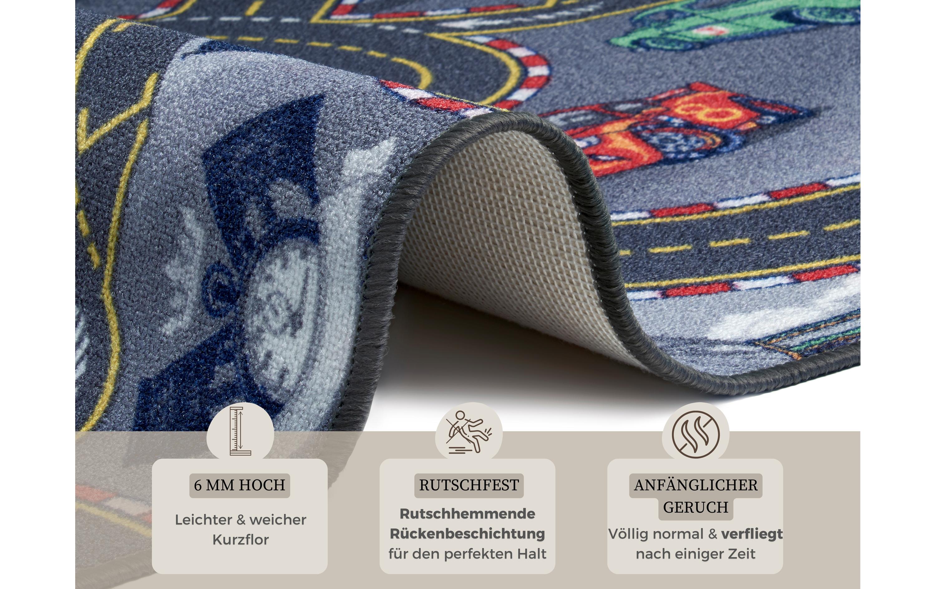 Hanse Home Spielteppich Race Track 133 cm, Grau