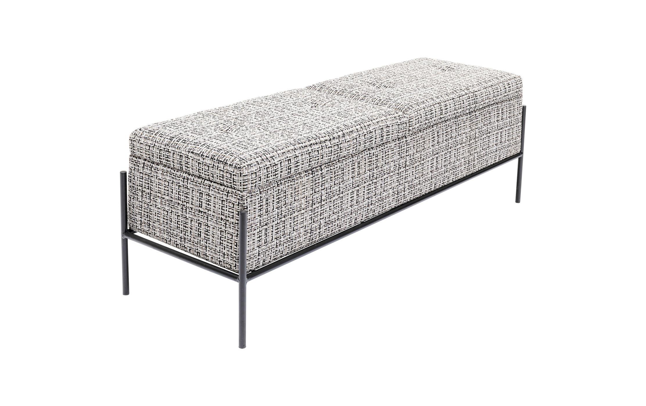 Kare Sitztruhe Buttons Storage B&W Gross, 120 cm, Grau