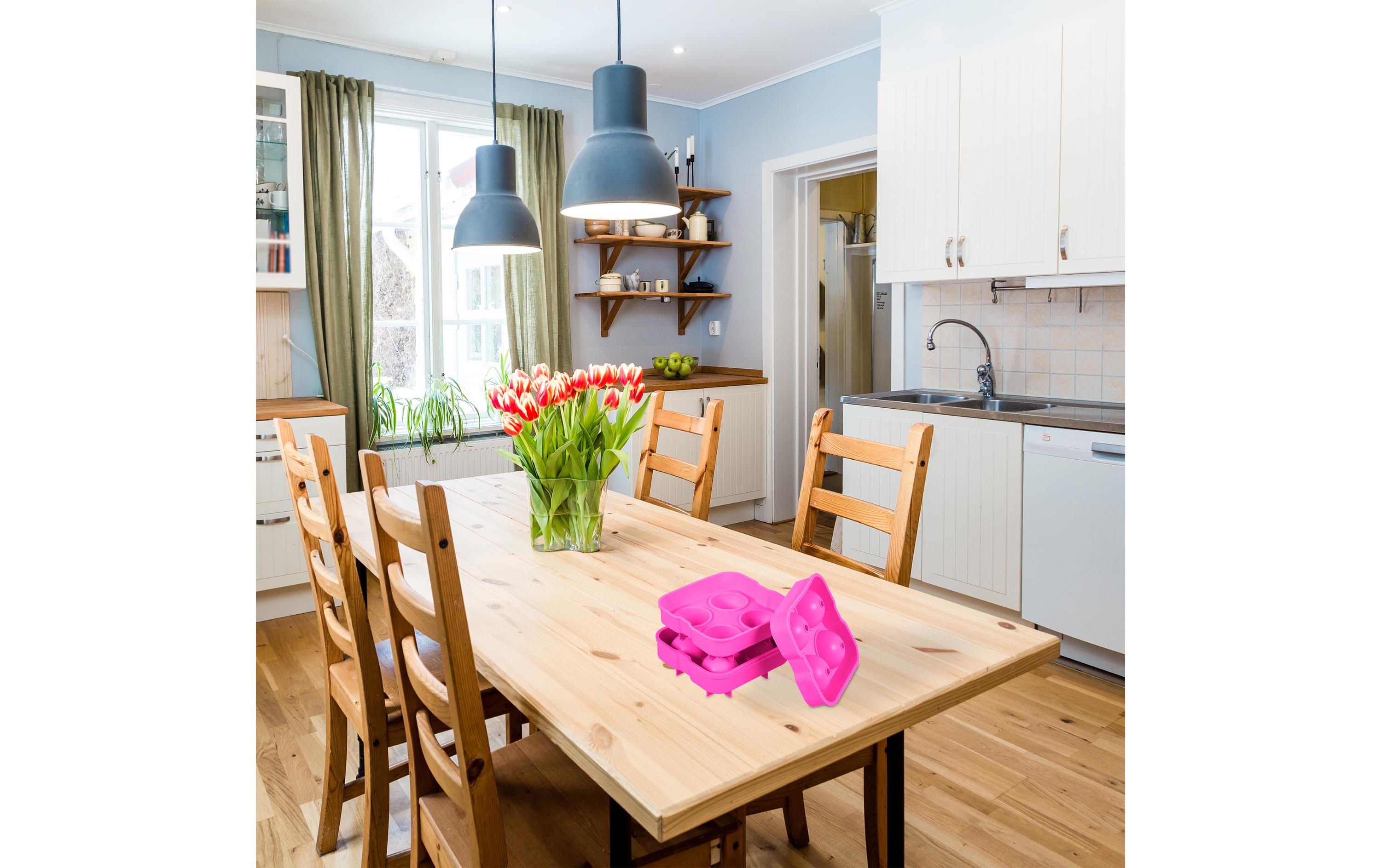 relaxdays Eiswürfelform Kugel 2 Stück, Pink