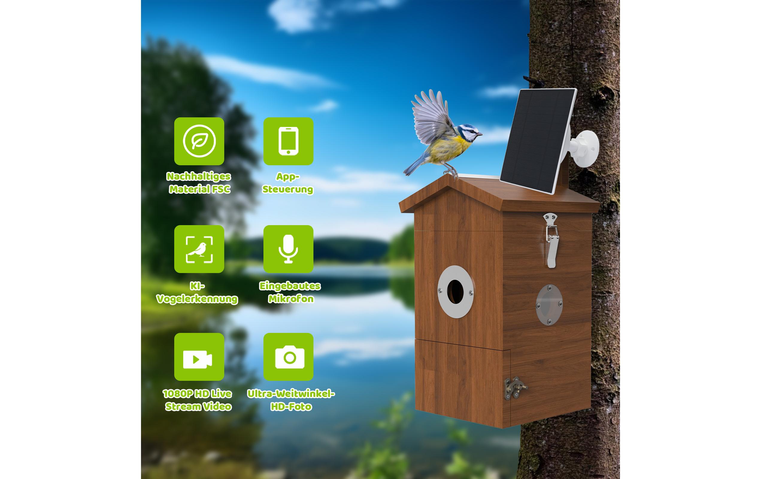 Sanilu Vogel Nistkasten mit Kamera und Solarpanel Sanilu Vogel Nistkasten mit Kamera und Solarpanel