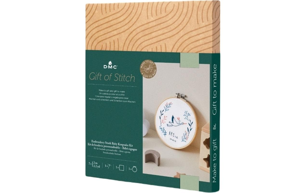 DMC Stickset Gift of Stich Storch und Hase, Ø 15.7 cm DMC Stickset Gift of Stich Storch und Hase, Ø 15.7 cm