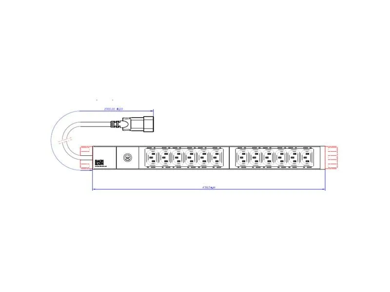 Bachmann 19 PDU 1HE 12xC13 2.0m C14 schwarz Bachmann 19 PDU 1HE 12xC13 2.0m C14 schwarz