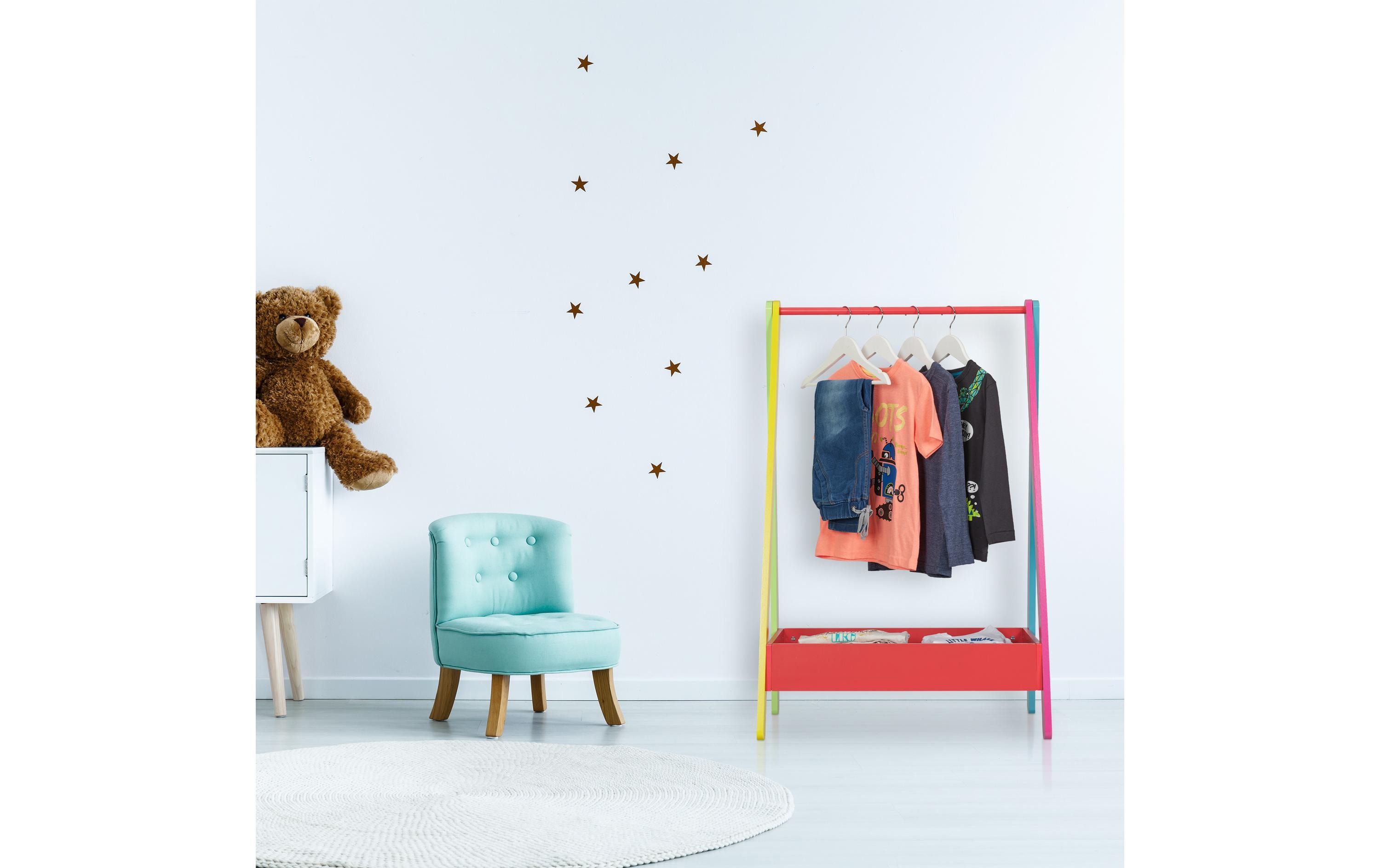 relaxdays Kleiderständer für Kinder 64.5 x 99 cm, Gelb/Grün/Rot