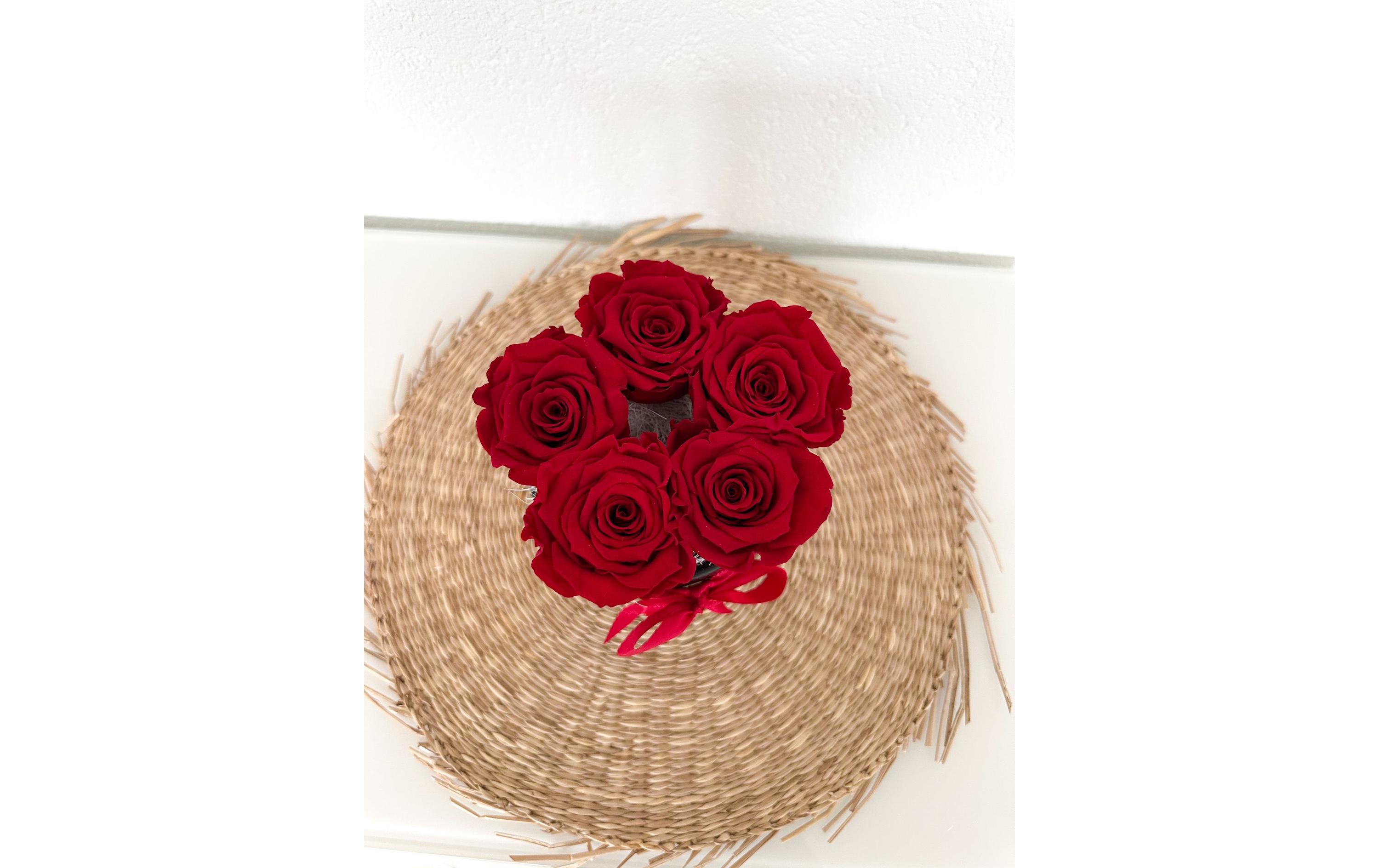 Soli Collection Trockenblumen Rosenbox mit roten Rosen 15 x16 cm