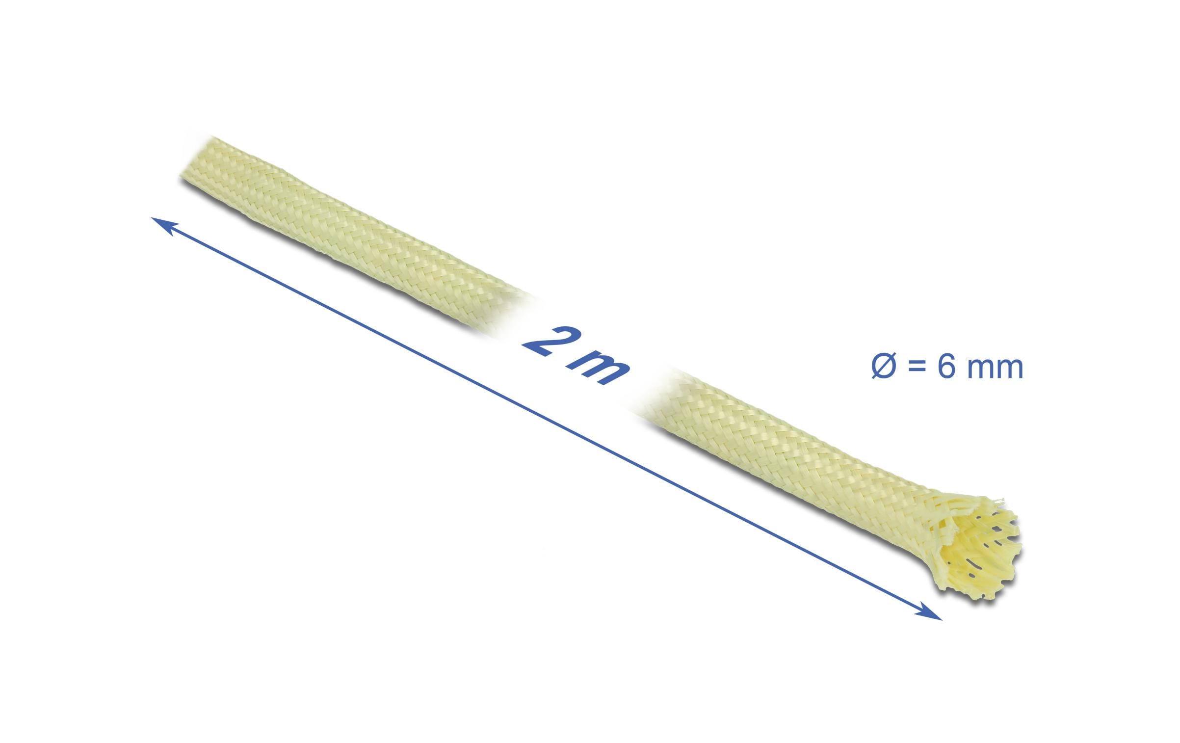Delock Geflechtschlauch aus Aramid Fasern 2 m x 6 mm Gelb Delock Geflechtschlauch aus Aramid Fasern 2 m x 6 mm Gelb