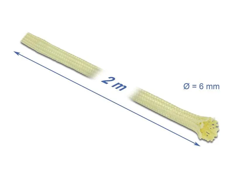 Delock Geflechtschlauch aus Aramid Fasern 2 m x 6 mm Gelb