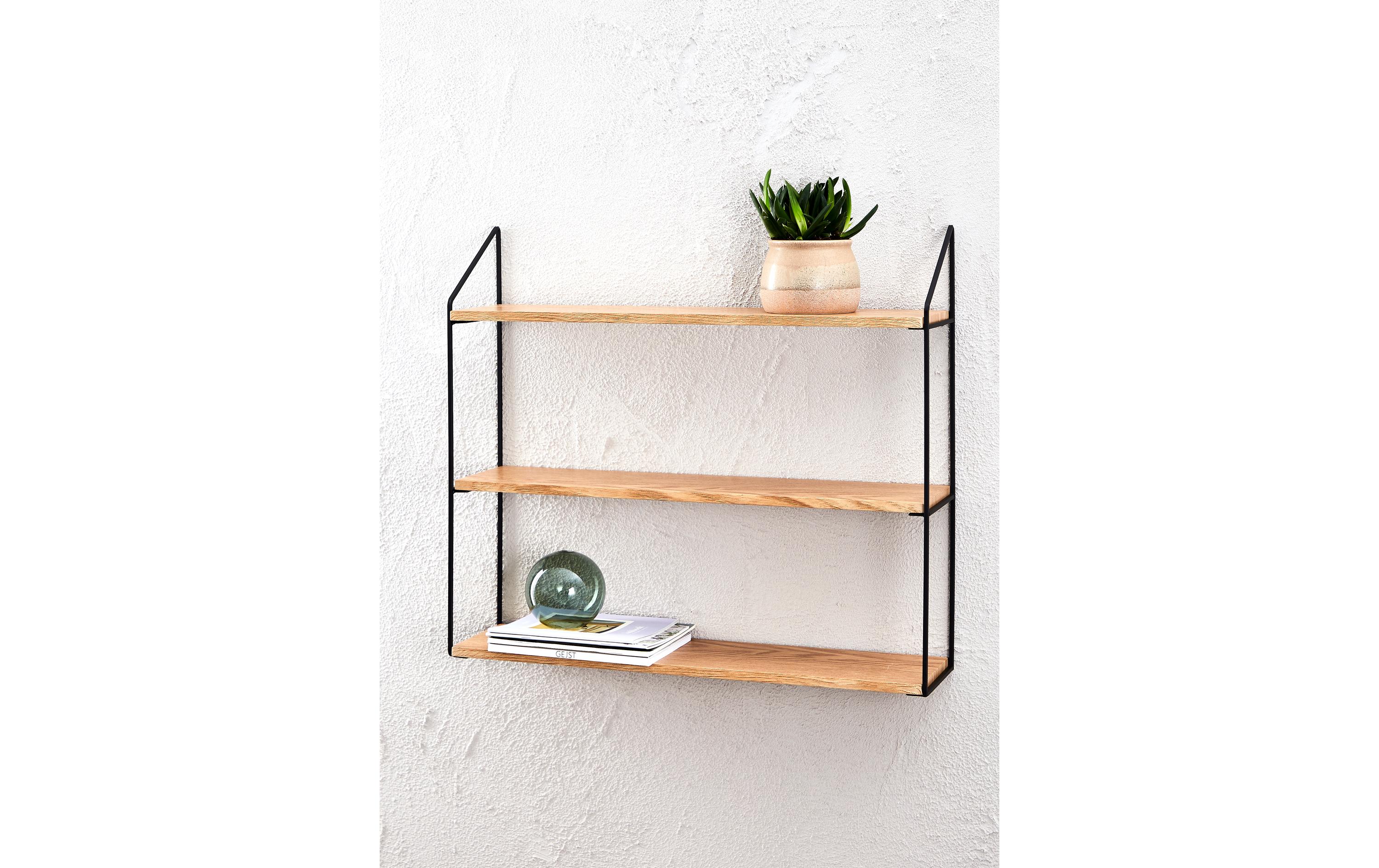 Schou Wandregal 60 x 15 x 54 cm, Braun/Schwarz