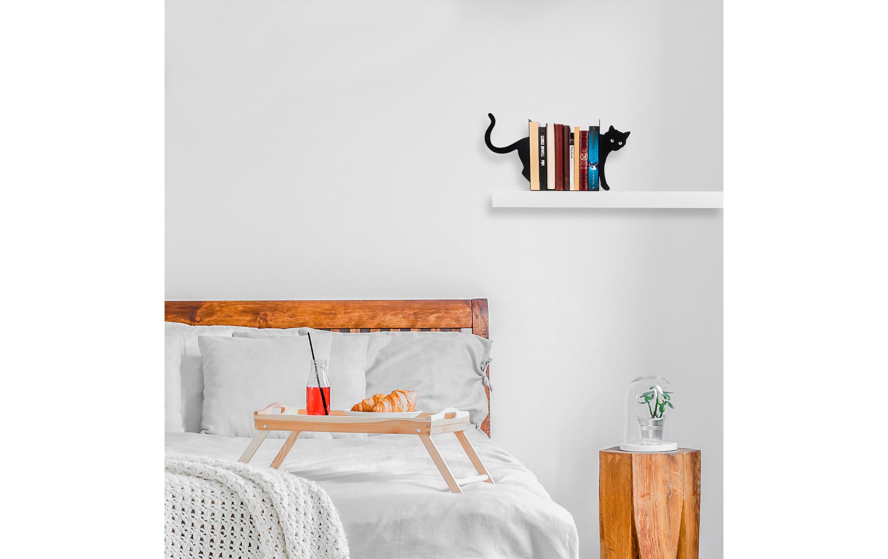 Wallxpert Buchstützen-Set Katze Schwarz Wallxpert Buchstützen-Set Katze Schwarz