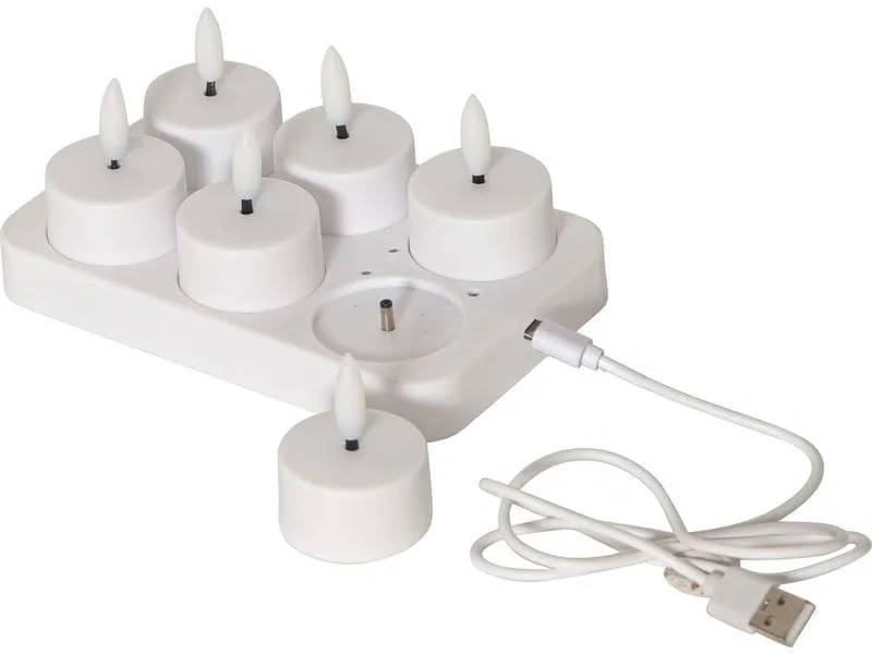 Star Trading LED Teelichter Set Flamme Charge 6er, Weiss Star Trading LED Teelichter Set Flamme Charge 6er, Weiss