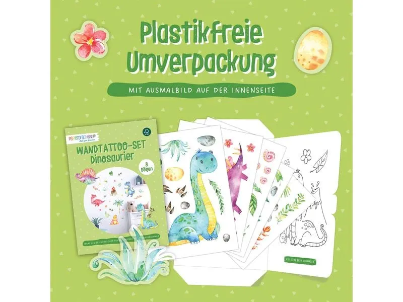 Papierdrachen Wandtattoo-Set Dinosaurier Papierdrachen Wandtattoo-Set Dinosaurier