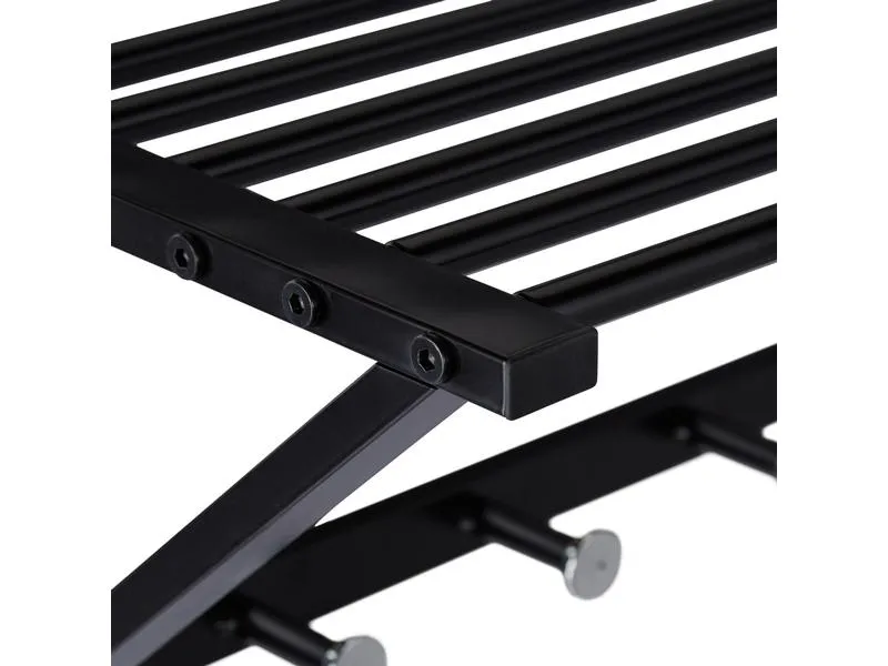relaxdays Wandgarderobe mit Ablage 5 Haken, Schwarz relaxdays Wandgarderobe mit Ablage 5 Haken, Schwarz