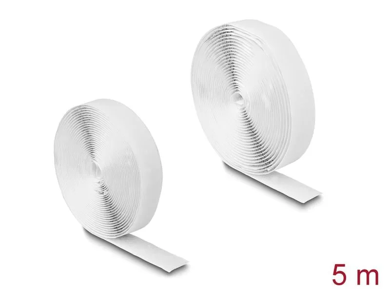 Delock Klettband 10 m x 20 mm mit Haft- und Flauschband, Weiss