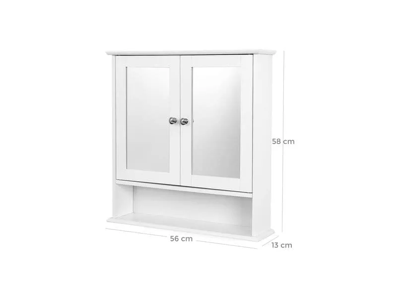 VASAGLE Spiegelkabinett, 56 x 13 x 58 cm, Weiss VASAGLE Spiegelkabinett, 56 x 13 x 58 cm, Weiss
