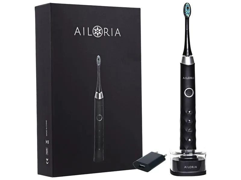 Ailoria Schallzahnbürste Shine Bright Schwarz, inkl. USB-Ladegerät