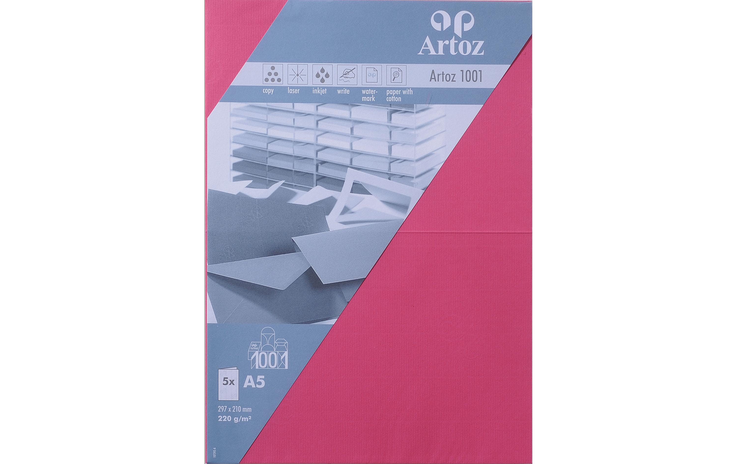Artoz Blankokarte 1001, A5, 5 Blatt, Fuchsia Artoz Blankokarte 1001, A5, 5 Blatt, Fuchsia
