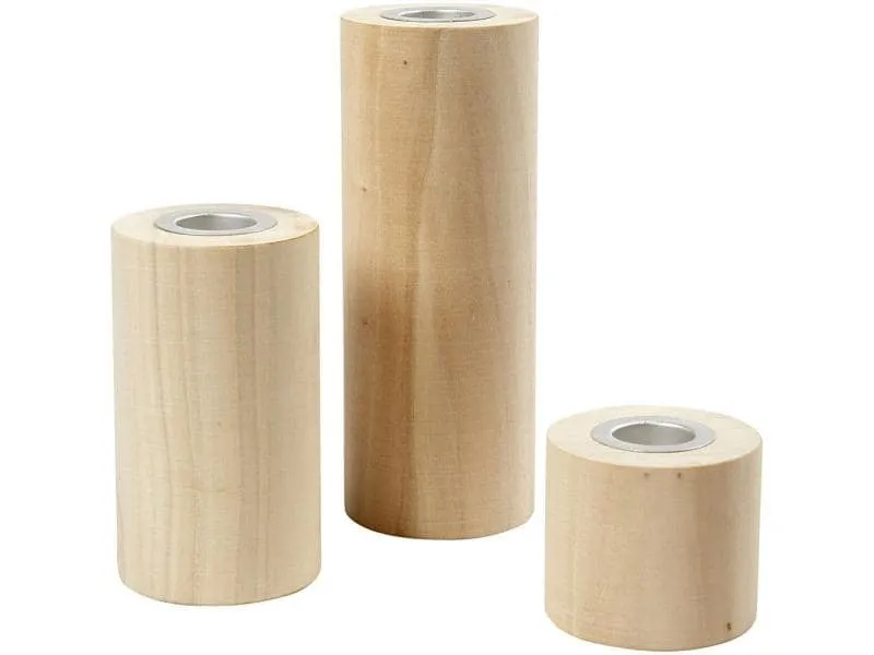 Creativ Company Kerzenständer 14.5 + 9 + 6.5 cm 3 Stück, Beige