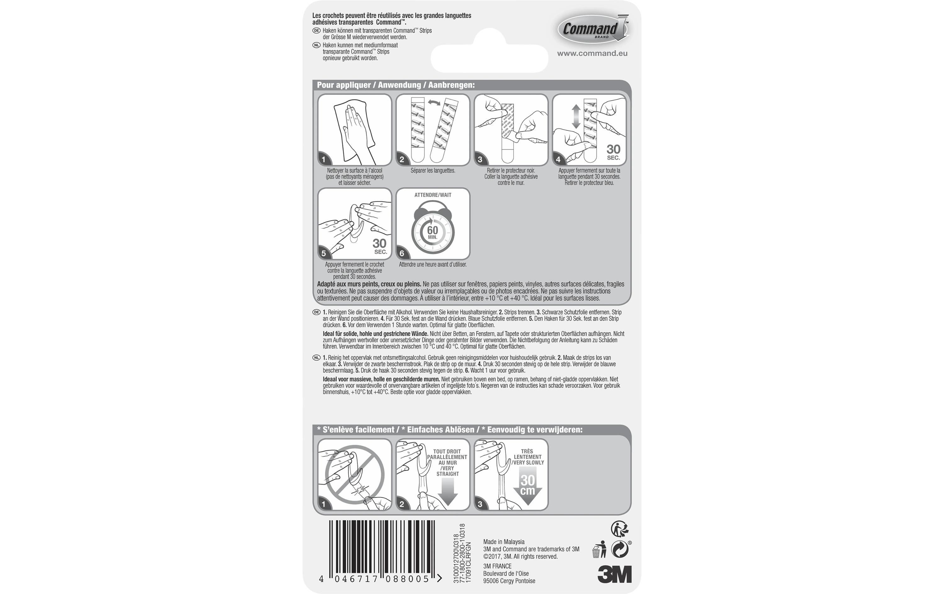 Command Klebehaken M 0.9 kg, Transparent
