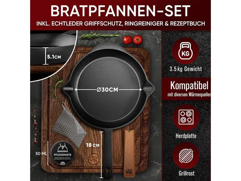 Gusskoenig Bratpfanne 30 cm mit Ledergriff Gusskoenig Bratpfanne 30 cm mit Ledergriff