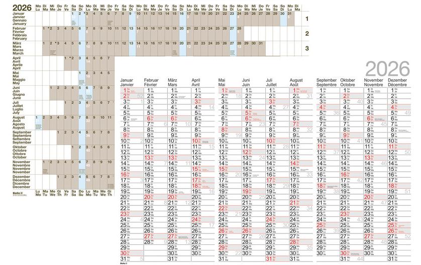 Biella Kalender Jahres-Wandplaner 69.5 x 46 cm Biella Kalender Jahres-Wandplaner 69.5 x 46 cm