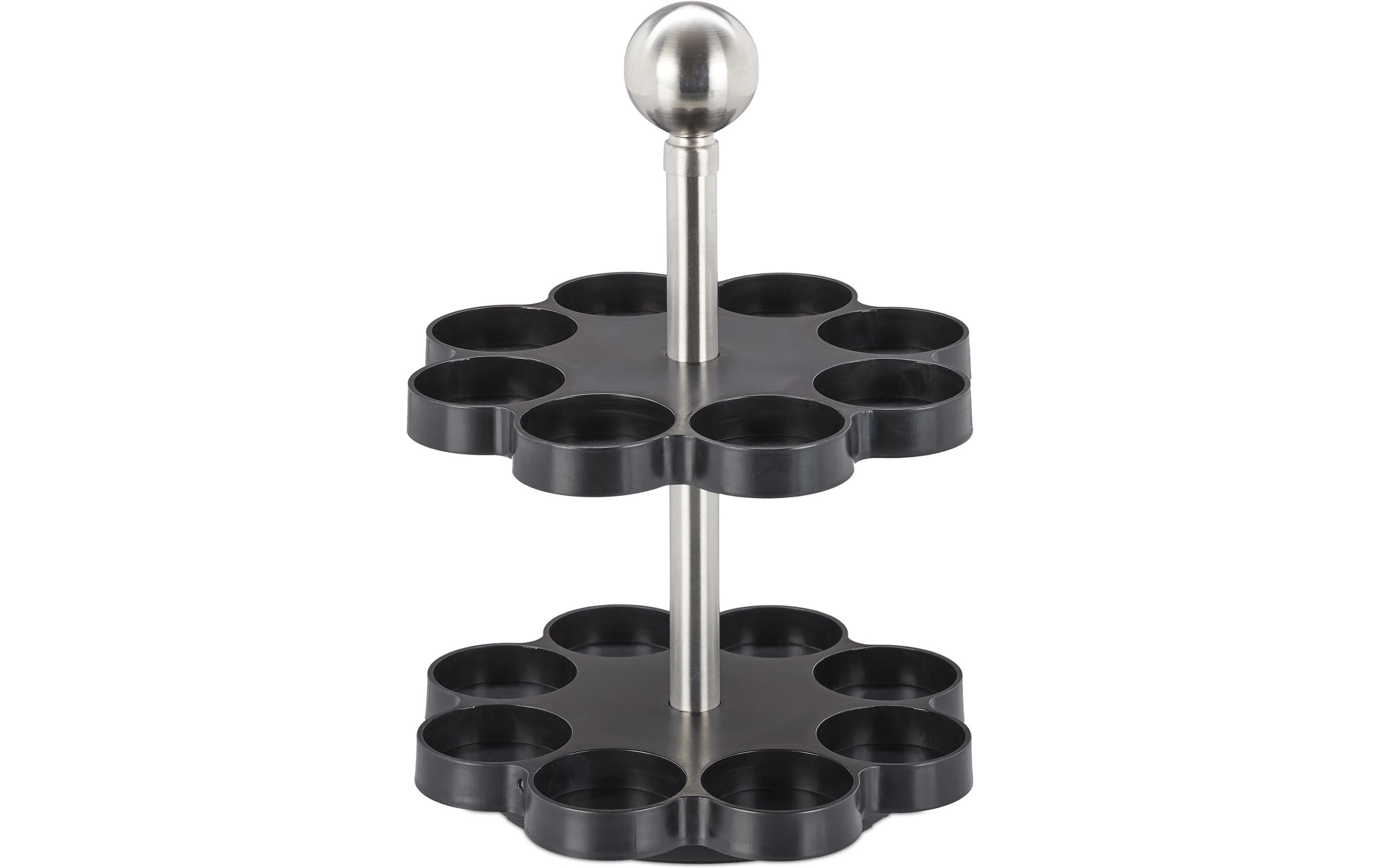 relaxdays Gewürzkarussell 16er Set Schwarz/Silber/Transparent