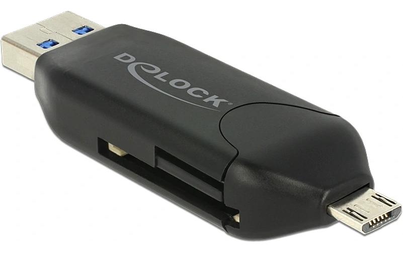 Delock Card Reader Extern SD & microSD, USB-A / Micro-USB OTG