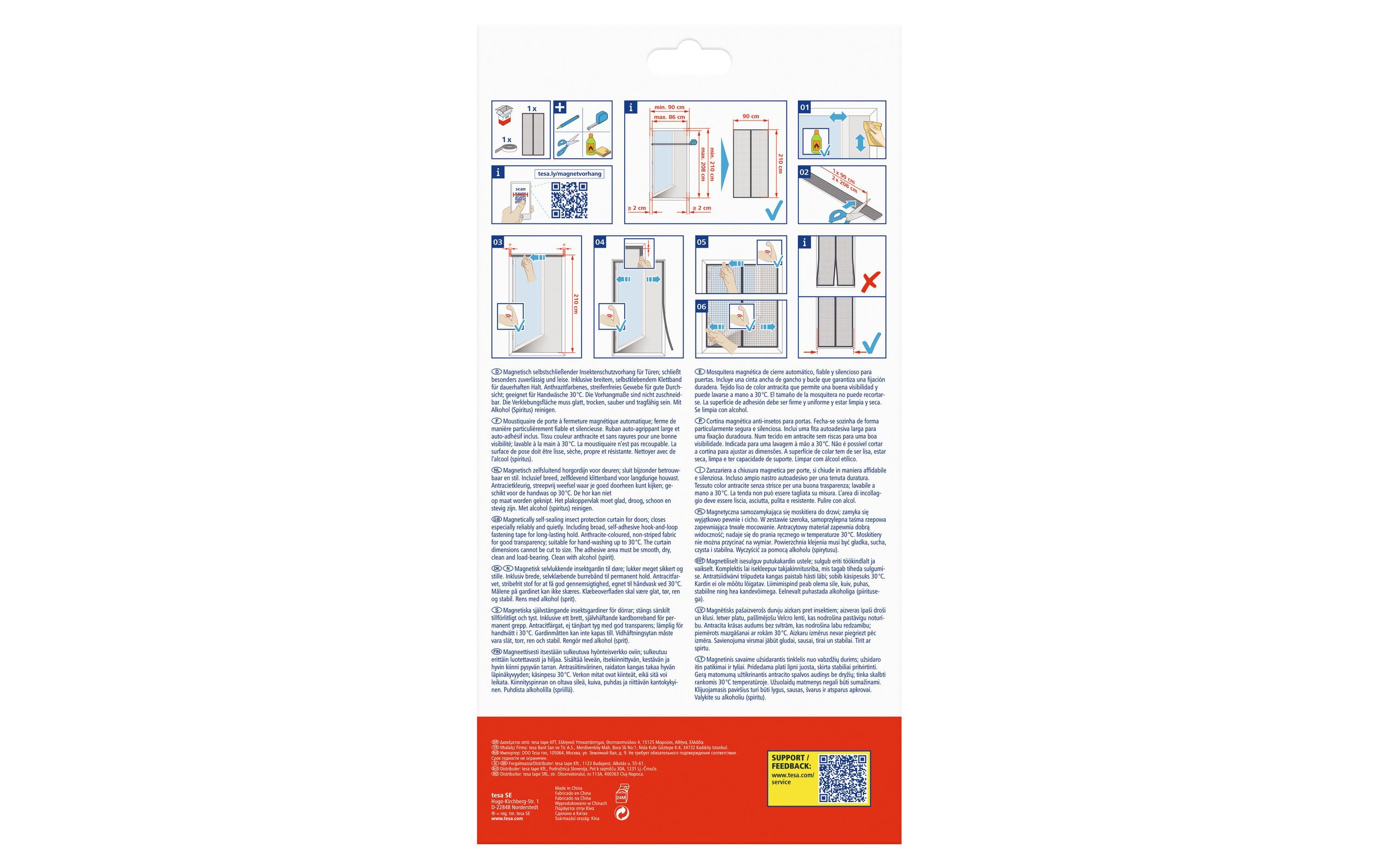 tesa Insektenschutz Magnetvorhang 0.9 x 2.1m, selbstschliessend