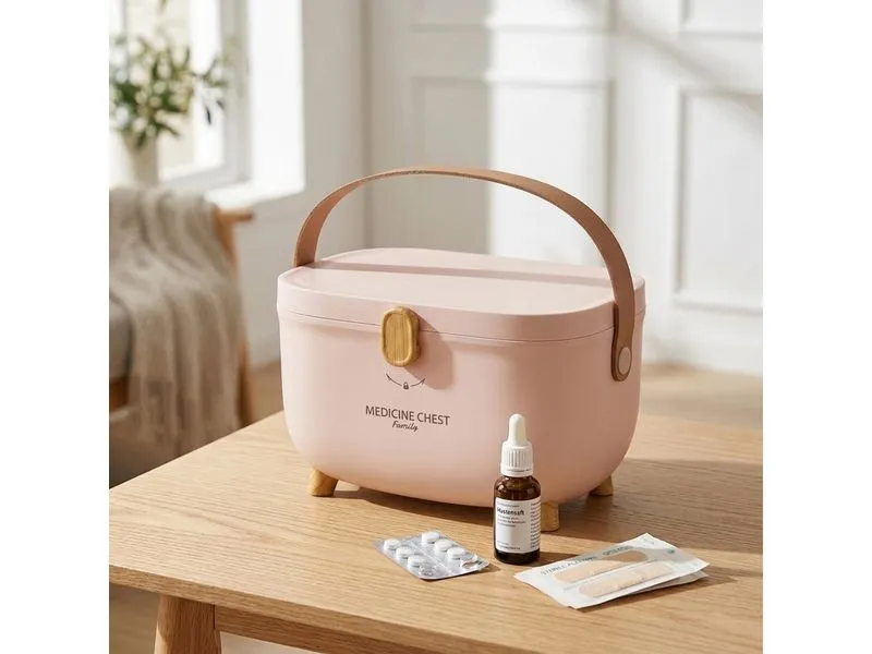 relaxdays Medizinbox aus Kunststoff Hellbraun/Rosa 18 x 28 x 20 cm relaxdays Medizinbox aus Kunststoff Hellbraun/Rosa 18 x 28 x 20 cm