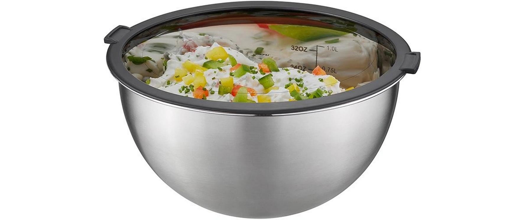 GEFU Rührschüssel-Set Mondi 1 l/2.5 l/4.5 l, Schwarz/Silber