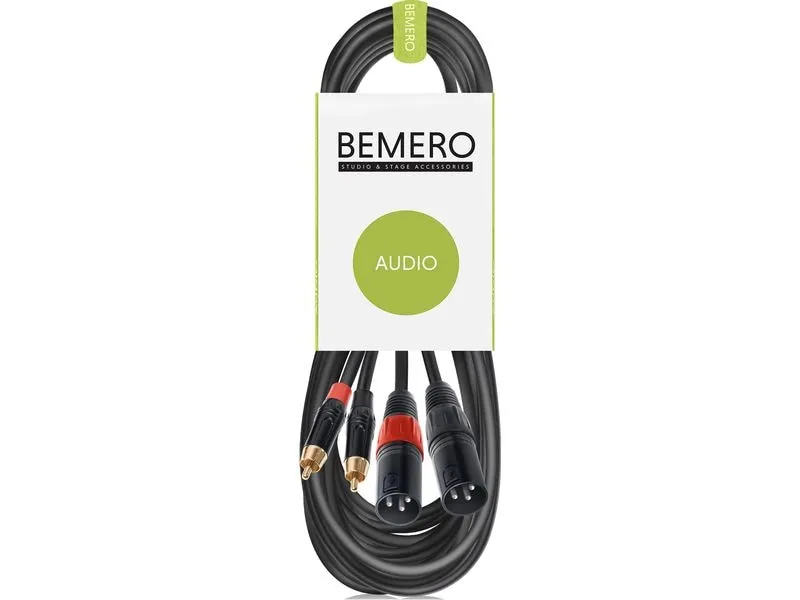 Bemero BAC2545-600BK 2x XLRm - 2x RCAm 6m 6 m, Schwarz Bemero BAC2545-600BK 2x XLRm - 2x RCAm 6m 6 m, Schwarz