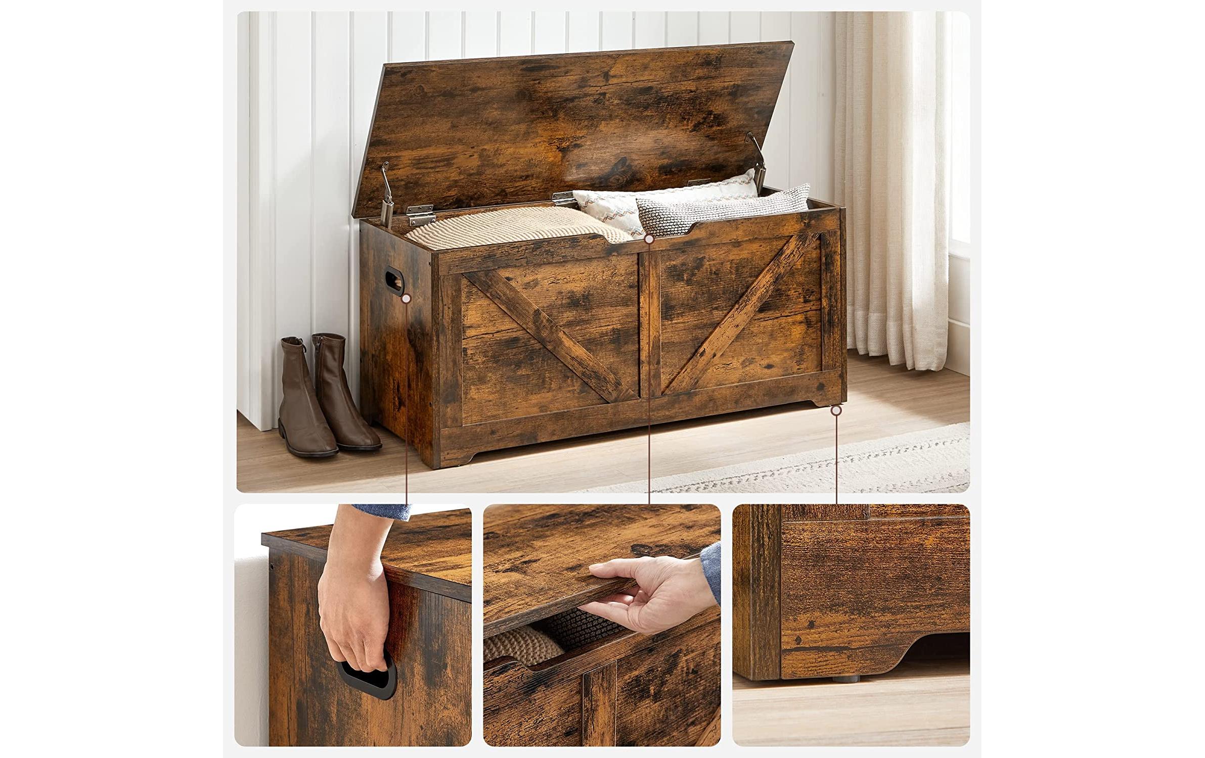 VASAGLE Sitztruhe 100 x 40 x 46 cm, Vintagebraun