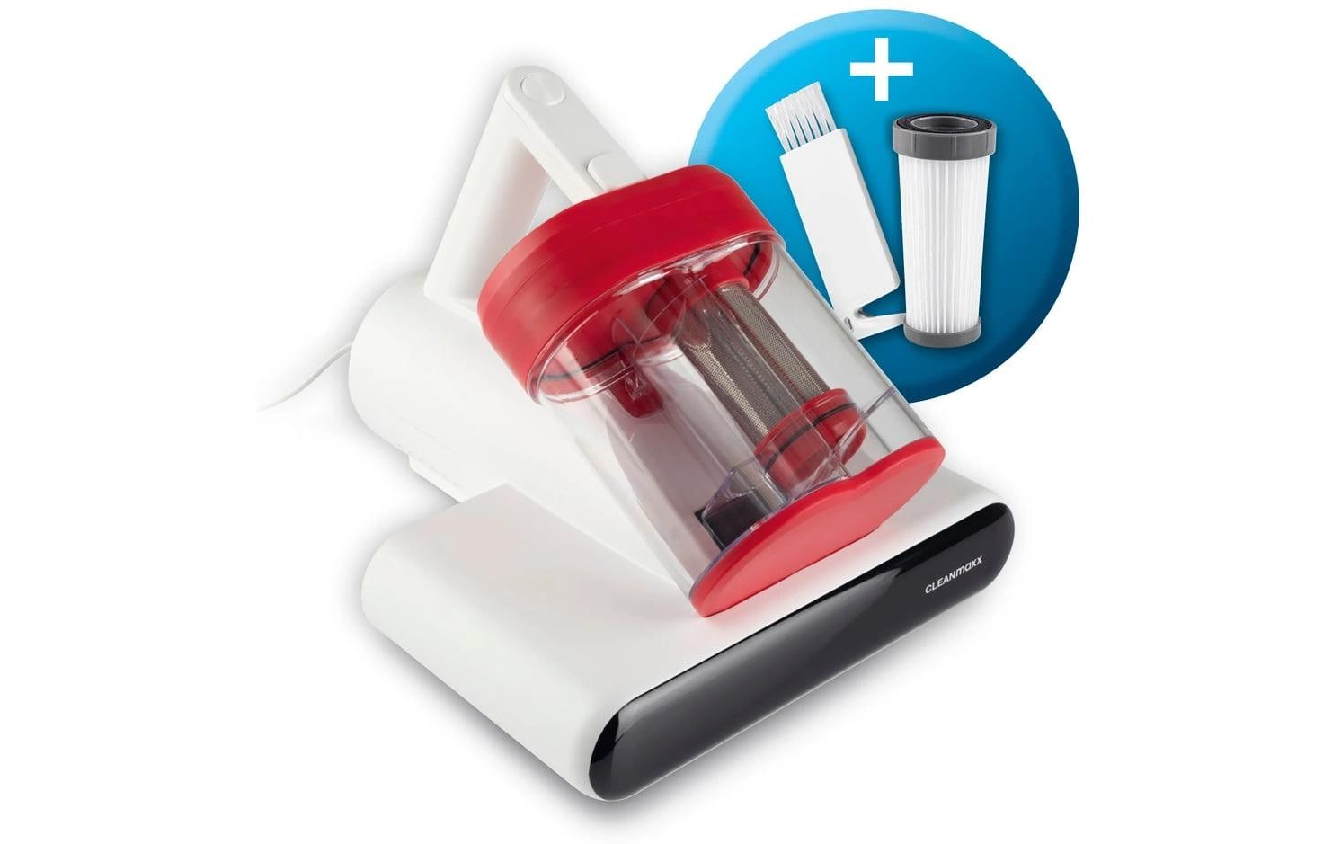 CLEANmaxx Milben-Handstaubsauger 400W, Weiss/Rot + CH-Stecker
