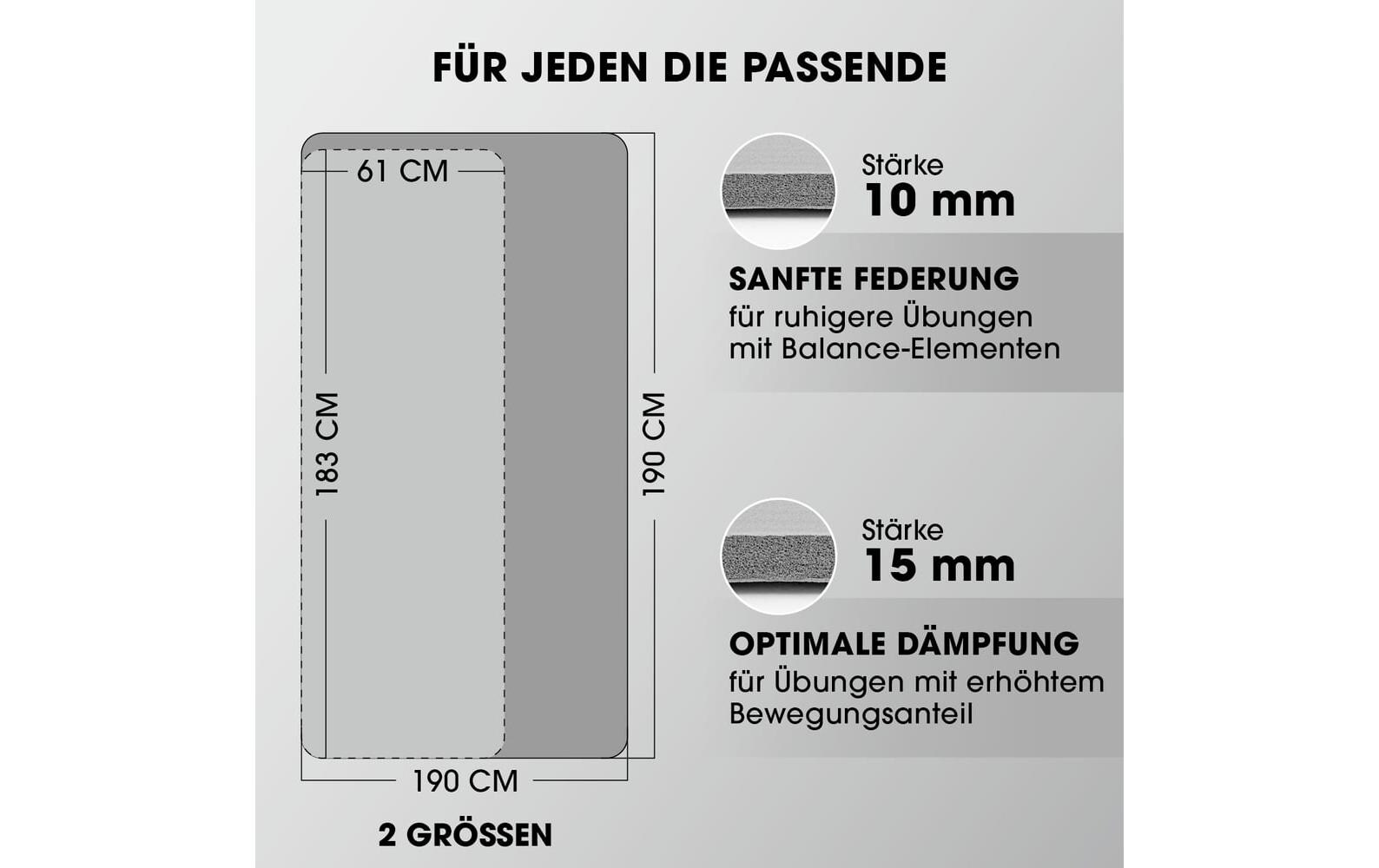 World Fitness Fitnessmatte Ashanti 190 cm x 100 cm, Grau