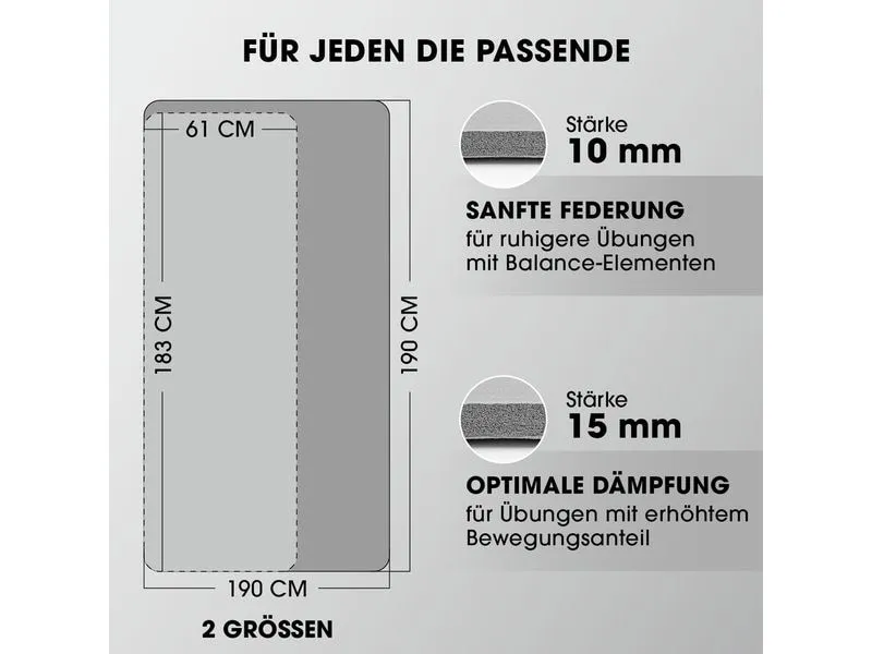 World Fitness Fitnessmatte Yamuna 183 cm x 61 cm, Grau