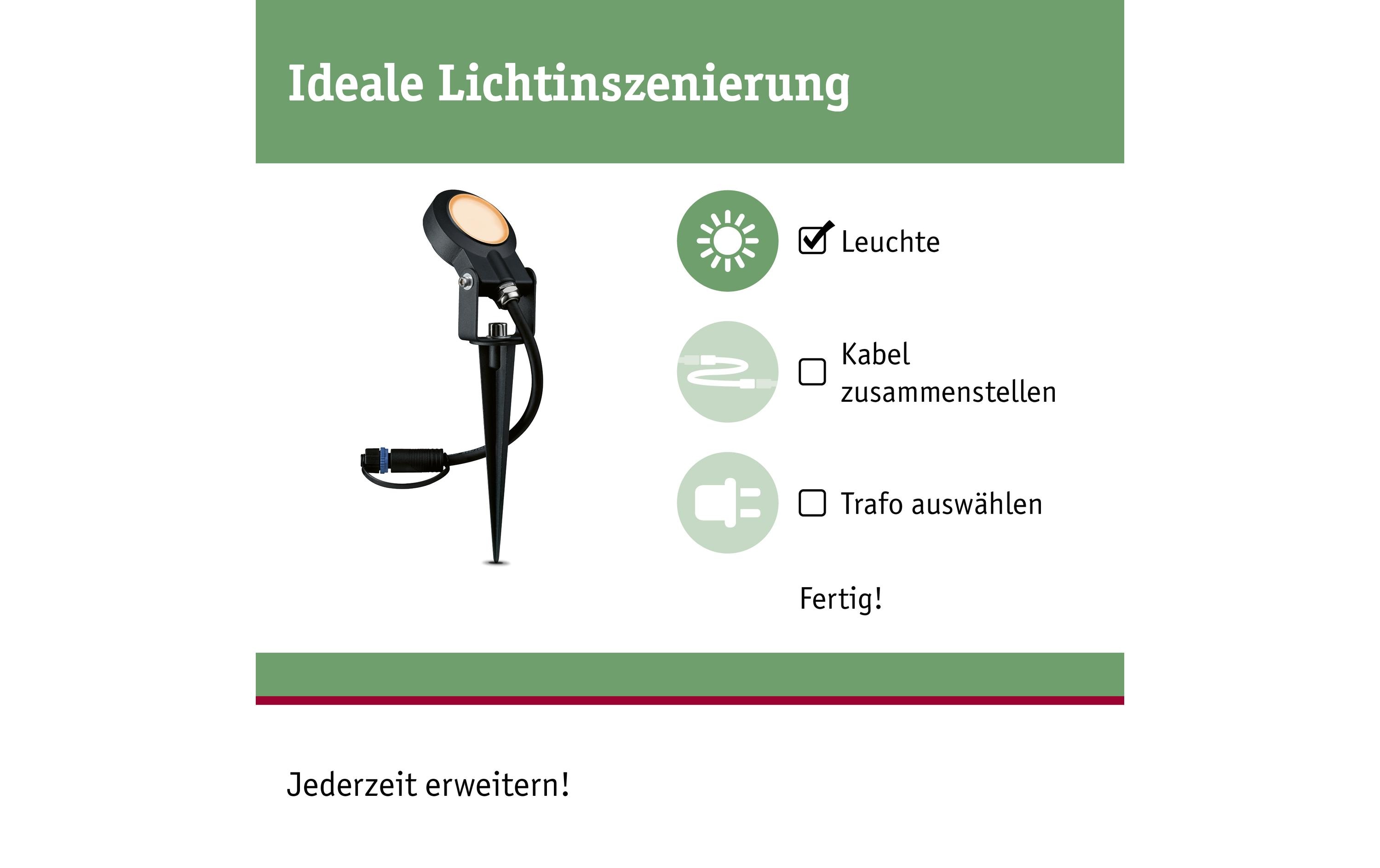 Paulmann Gartenspot Plug & Shine, Sting, 6.3W, 2200K, Schwarz
