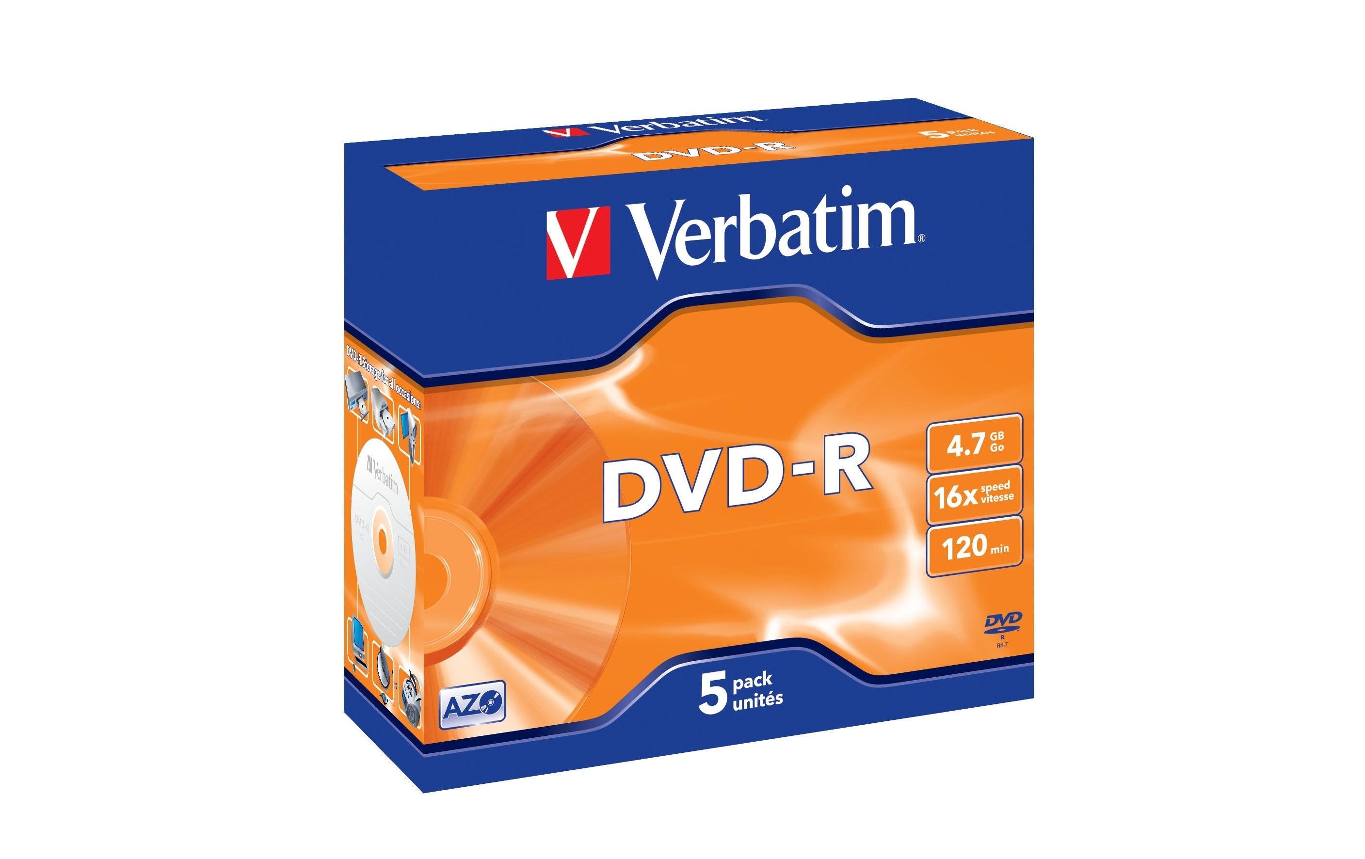 Verbatim DVD-R 4.7 GB, Jewelcase (5 Stück) Verbatim DVD-R 4.7 GB, Jewelcase (5 Stück)