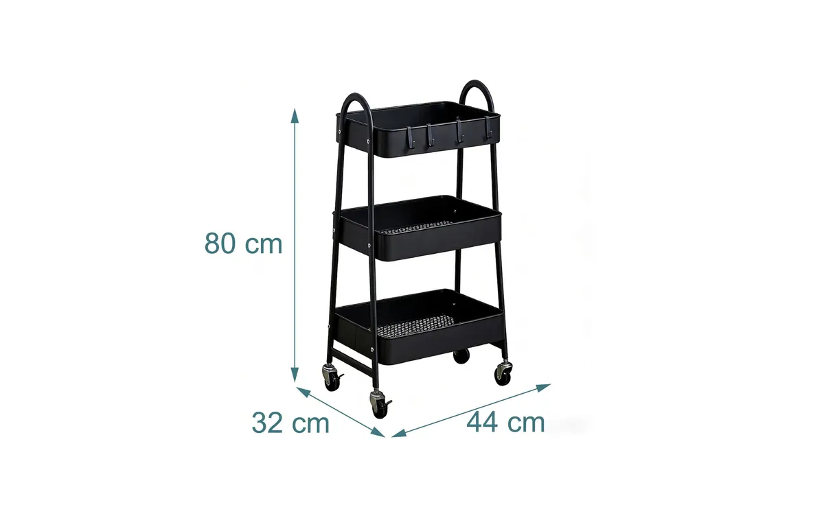 relaxdays Rollregal 44 x 80 x 32 cm, Schwarz relaxdays Rollregal 44 x 80 x 32 cm, Schwarz